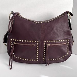 Sorial New York Brown Leather Studded Shoulder Bag